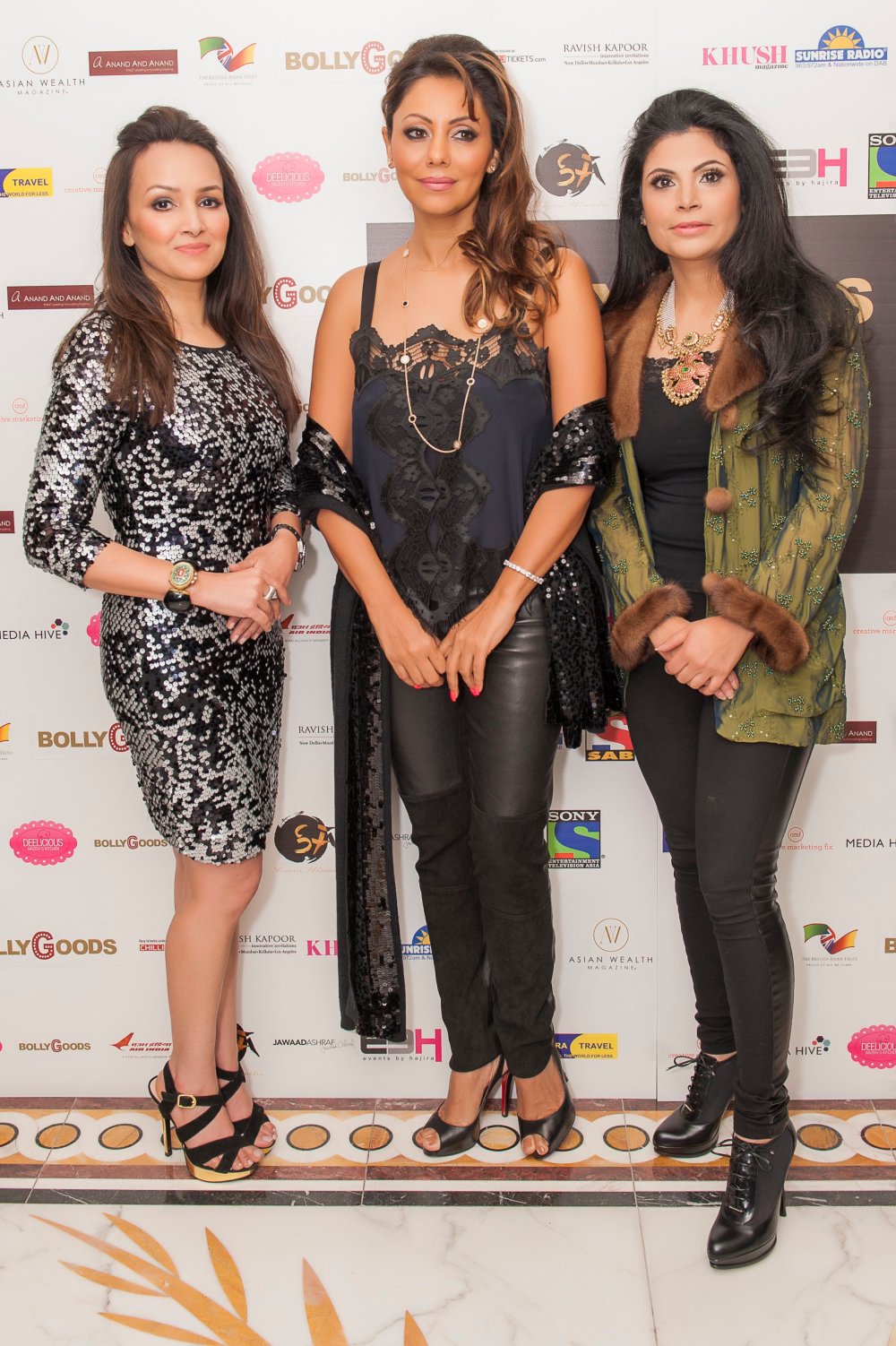 Promila Jain Bahri, Gauri Khan, Shivani Ahluwalia at BollyGoods Edition 2, London (photographer credit - Shahid Malik)