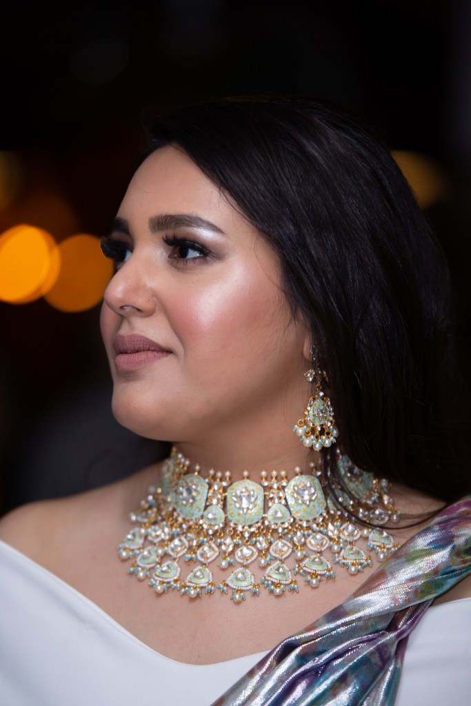 London Ki Ladki Indian Engagement Party | Engagement Outfit Ideas | NorBlack NorWhite Saree | Toraan Jewellery